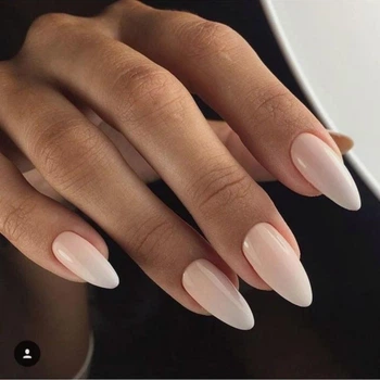 Накладні нігті nail пудрове молоко, форма мигдаль, середні, 24 шт