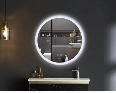 Дзеркало 60 см Кругле з LED Touch Сенсором Діммером Фасадним + Фоновим підсвічуванням Антизапотівне Mixxus Plain MC11-60 Скло 5 мм з Срібною амальгамою Алюмінієвий каркас Товщина 3 см (MI6663)