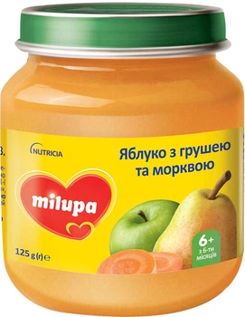 Фруктовое пюре Milupa Яблоко-груша-морковь с 6 месяцев 125 г (5900852051418)