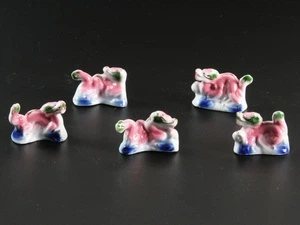 Фарфоровые фигурки Sakura Драконы Розово-синие Набор 5 штук 4.5 x 2.5 x 2.0 см