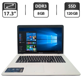 Ноутбук Asus F751M / 17.3" (1600x900) TN / Intel Celeron N2940 (4 ядра по 1.83 - 2.25 GHz) / 8 GB DDR3 / 120 GB SSD / Intel HD Graphics / WebCam / DVD-ROM б/у