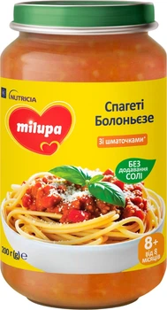 Овочеве пюре Milupa Спагеті Болоньєзе для дітей від 8 місяців 200 г (5900852073878)