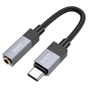 Переходник Type-C на наушники mini jack 3.5 HOCO Clever (0.15m, DAC). Black