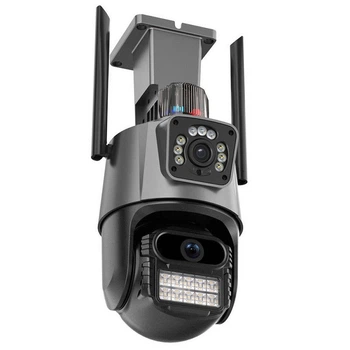 Уличная Wi-Fi IP камера V380 P11 360, 8MP, 4G видеонаблюдение с автослежением, IP66 Черная