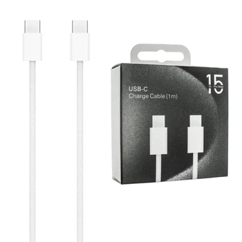 Кабель Foxconn Type-C - Type-C 35W 1м нейлоновий для швидкого заряджання iPhone 15 / Pro / Max White (MM093ZM/A)