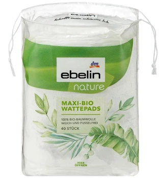 Бавовняні ватяні диски Ebelin Maxi-Bio Wattepads 40шт. Німеччина 4066447015591