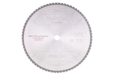 Пильный диск Metabo Steel Cut Classic 355х3,0х25,4 мм Z72 FZFA/FZFA 4°, по металлу (Картон) 628669000 (8450)