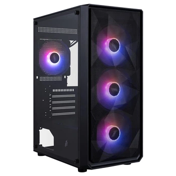 Корпус 1stPlayer FD3-M-BK-4F7 Black без БП