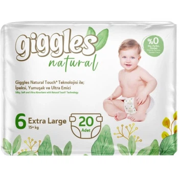 Подгузники Giggles Natural 6 Extra Large 15+ кг 20 шт