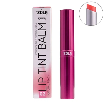 Бальзам для губ тинт ZOLA Lip Tint Balm Peach Natural 02 тон, 3 г