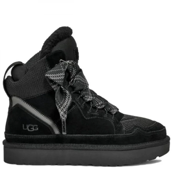 Жіночі уггі Кросівки Зимові Високі Замшеві Чорні UGG Lowmel Sneaker High Black (40, чорний)