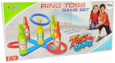 Gra zręcznościowa LEAN Toys Rzut obręczami do kolorowych butelek 9291 (5904204753371)