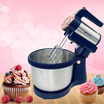 Миксер кухонный 1600W Hoffmans HM-6631 с вращающейся чашей 4.5л и подставкой 5 режимов ручной Синий