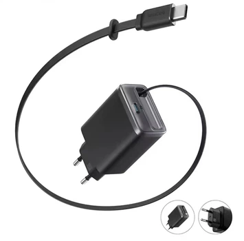 Сетевое зарядное устройство Anker Nano USB-C 35W компактный высокоскоростной блок питания со встроенным кабелем - Black