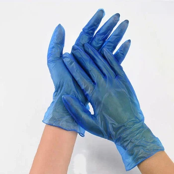 Одноразовые голубые опудренные виниловые перчатки Professional Quality Vinil Gloves, 100шт./уп. (Размер - L)