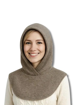 Женский капор-капюшон из ангоры с манишкой на флисе (One-size) Капучино