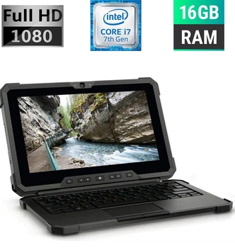 Защищенный планшет Dell Latitude 7212 Rugged Extreme / 11.6'' (1920x1080) IPS / Intel Core i7-7600U (2 (4) ядра по 2.8 - 3.9 GHz) / 16 GB DDR3 / 256 GB SSD / Intel HD Graphics 620 / WebCam / Две АКБ б/у
