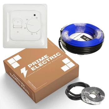 Комплект теплого пола кабель Prime Electric 7 м²-8,4 м²/1400 Вт 20 Вт/м с механическим терморегулятором белым 70 м (PM20-K0156)