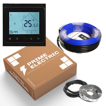 Комплект теплого пола кабель Prime Electric 15 м²-18,8 м²/3000 Вт 20 Вт/м с программируемым Wi-Fi терморегулятором черным 150 м (PM20-K0240)