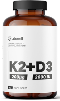 Вітамін Laborell K2 200 мкг + D3 2000 МО 90 капсул (5903240326853)