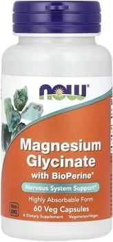 Магний Now Foods Magnesium Glycinate with BioPerine 60 веганских капсул (733739012845)