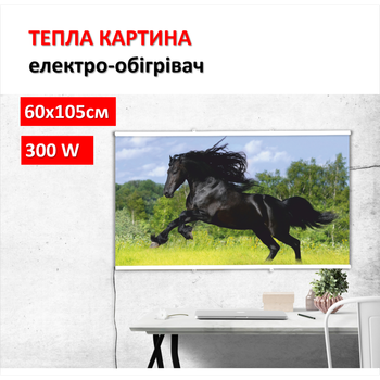 Картина-обогреватель "Черная лошадь" на пленке Monocrystal 105x60 см 300 Вт