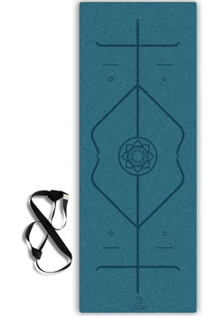 Преміальний килимок для йоги каучуковий Lita Comfort PU+coconut Marking Indigo Yoga mat синій 183х68х0,5 см