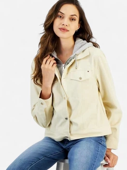 Куртка демисезонная короткая с капюшоном женская Tommy Hilfiger 612137758 S Бежевая (1159842888)