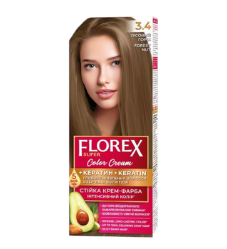 Крем-фарба для волосся стійка 3.4 Золотий горіх Florex Super