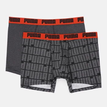 Набір трусів боксерів чоловічих бавовняних Puma Men Logo Print Boxers 2P 94712401 M 2 шт Black/Red (8720245966191)