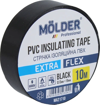 Изолента огнестойкая (Molder) 10м черная (MA21710)