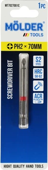 Насадка для отвертки PH2 70мм. (Molder Tools) цветная маркировка S2 (бита) MT7027001C