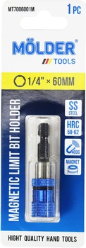 Держатель магнитный для бит 60мм. (Molder Tools) с ограничителем SS2 MT7006001M