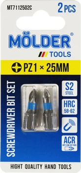 Насадка для отвертки PZ1 25мм. (Molder Tools) 2шт. цветная маркировка S2 (бита) (MT7112502С)