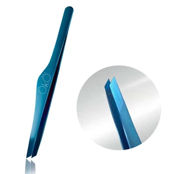 Пинцет для бровей OKO Blue Magic Premium скошенные кромки мягкий нажим ручная заточка