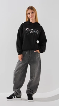 Худі з принтом для дівчинки First Kids M-205 146 см Чорний shop (2000999199318)