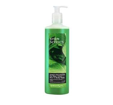 Шампунь - гель для душу для чоловіків 2 в 1 Avon Senses Jungle Rainburst For Men 2 in 1 Hair & Body Wash Тропічні Джунглі з шавлією і сандалом 720 мл