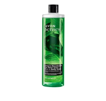 Шампунь - гель для душа для мужчин 2 в 1 Avon Senses Jungle Rainburst For Men 2 in 1 Hair & Body Wash Тропические Джунгли с шалфеем и сандалом 500 мл