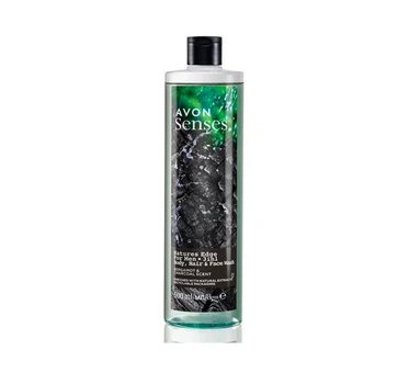 3-в-1 Гель для душу, шампунь і засіб для вмивання Avon Senses Сила природи Natures Edge For Men 3 in 1 Body, Hair & Face Wash з бергамотом і деревним вугіллям 500 мл