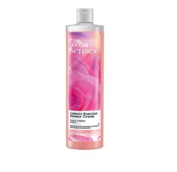 Увлажняющий крем-гель для душа Avon Senses Романтический рассвет L`amour Sunrise Shower Gel Rose & Amber Scent с розой и теплой амброй 500 мл