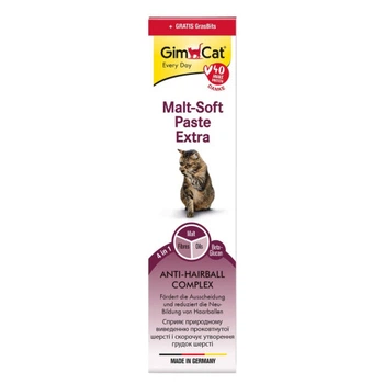 Набор: паста GimCat Every Day Malt-Soft Paste Extra 200 г и витамин. таблетки Gim Cat Gras Bits травяные шарики 10 г