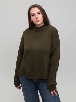 Светр жіночий хакі вільний з горлом 10866-8 ONE SIZE