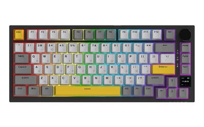 Клавіатура бездротова Ajazz AK820 Pro Flying Fish Switch Black RGB With Screen (AK820PRO-FF-BGY)
