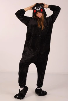 Пижама кигуруми женская Медведь Кумамон для взрослых и подростков Kigurumi Аниме Кумамото Черный L 165-175 см. (1061)