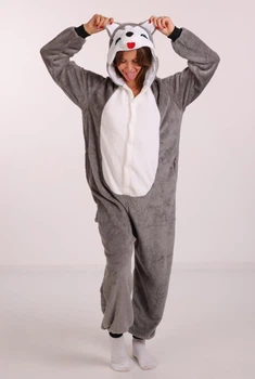 Жіноча кігурумі піжама доросла та підліткова Kigurumi Собака Пес Хаскі Сірий XL 175-185 см (1068)