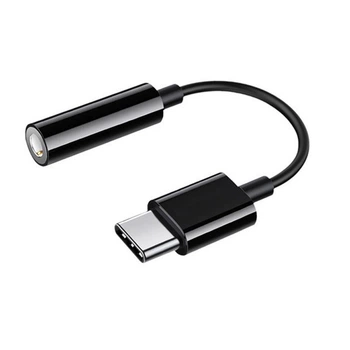Перехідник адаптер кабельний Type-C to Audio Aux 3.5mm Black