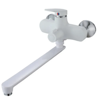 Змішувач для ванни Plamix Lucas-006 EURO SET White з шлангом, лійкою та кронштейном ( PM0709 ) 26608