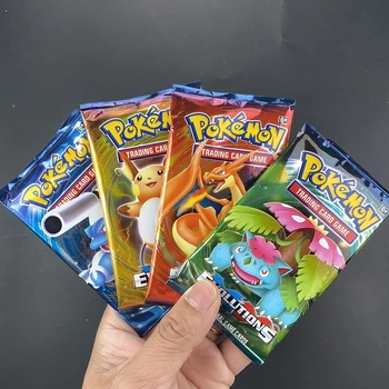 Детские карточки Pokémon GO 40 шт (4 пака по 10 карт) коллекционные игровые картонные карты Покемон, 4 бустер пака Evolutions , Pokémon TCG (Trading Card Game)