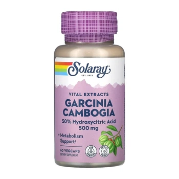Екстракт плоду гарцинії камбоджійської Garcinia Cambogia Fruit Extract 500 мг Solaray, 60 капсул