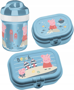 Zestaw Koziol Peppa Pig Waves To Go Śniadaniówka 2 szt + Bidon 200 ml (4002942706237)